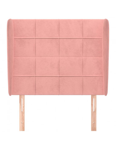 Testiera ad Orecchio Rosa 93x23x118/128 cm in Velluto
