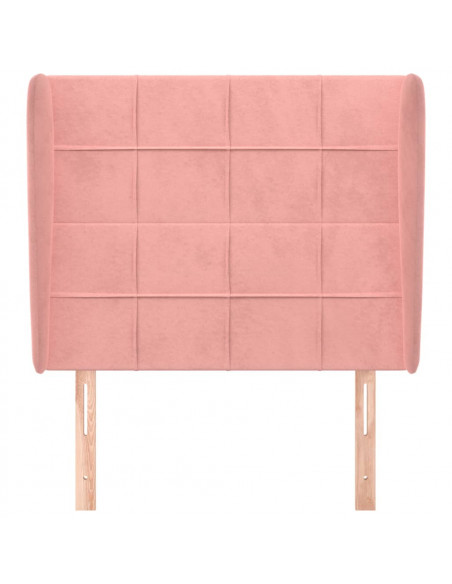 Testiera ad Orecchio Rosa 93x23x118/128 cm in Velluto