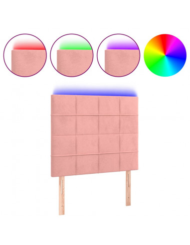 Testiera a LED Rosa 90x5x118/128 cm in Velluto