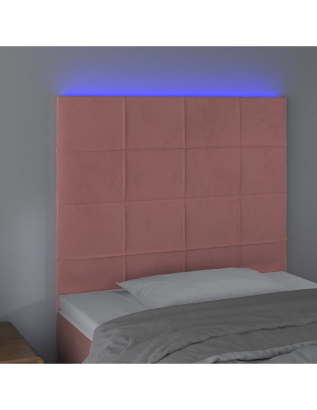 Testiera a LED Rosa 90x5x118/128 cm in Velluto