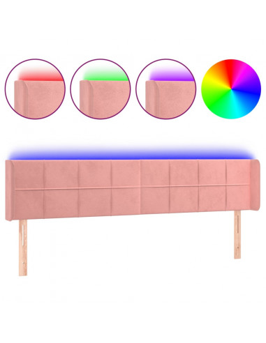 Testiera a LED Rosa 183x16x78/88 cm in Velluto