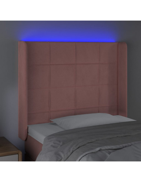 Testiera a LED Nera 93x16x118/128 cm in Velluto