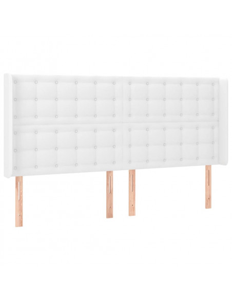 Testiera ad Orecchio Bianco 163x16x118/128 cm in Similpelle
