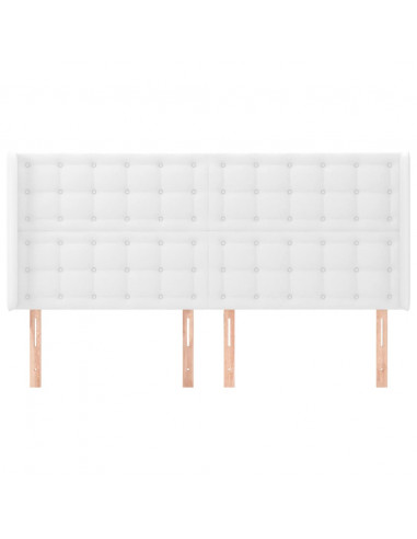 Testiera ad Orecchio Bianco 163x16x118/128 cm in Similpelle