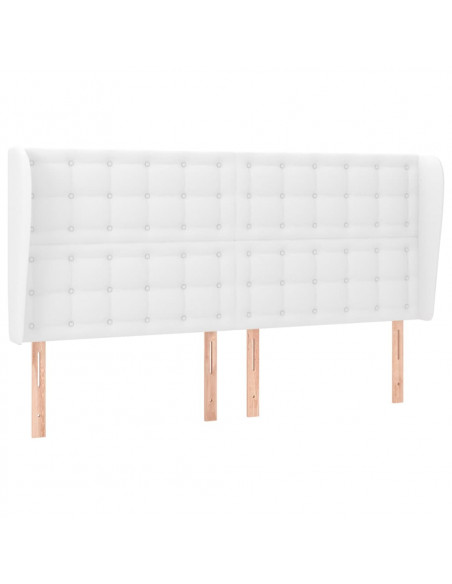 Testiera ad Orecchio Bianca 163x23x118/128 cm in Similpelle