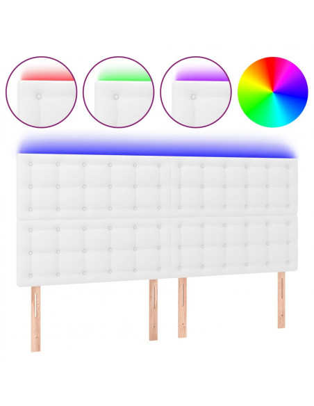 Testiera a LED Bianco 160x5x118/128 cm in Similpelle