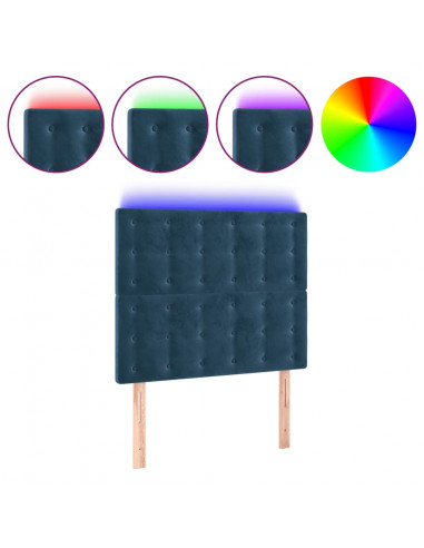 Testiera a LED Blu scuro 80x5x118/128 cm in Velluto