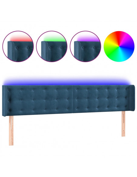 Testiera a LED Blu Scuro 163x16x78/88 cm in Velluto