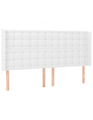 Testiera a LED Bianco 163x16x118/128 cm in Similpelle