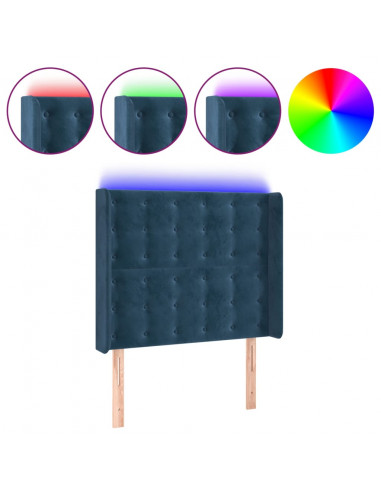 Testiera a LED Blu Scuro 83x16x118/128 cm in Velluto