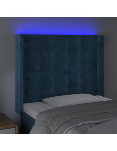 Testiera a LED Blu Scuro 83x16x118/128 cm in Velluto