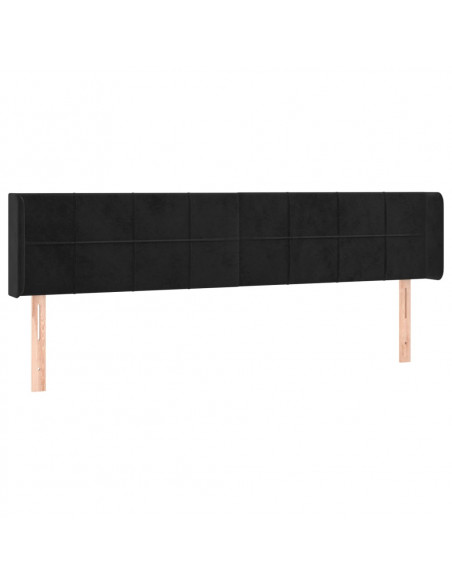 Testiera ad Orecchio Nera 183x16x78/88 cm in Velluto