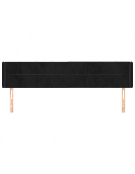 Testiera ad Orecchio Nera 183x16x78/88 cm in Velluto