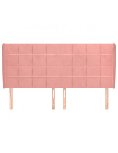 Testiera ad Orecchio Rosa 183x23x118/128 cm in Velluto