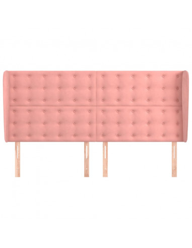 Testiera ad Orecchio Rosa 163x23x118/128 cm in Velluto