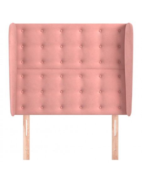 Testiera ad Orecchio Rosa 83x23x118/128 cm in Velluto