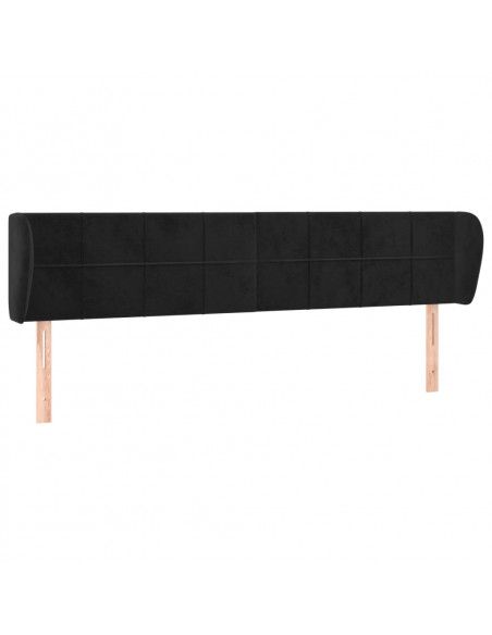 Testiera ad Orecchio Nera 183x23x78/88 cm in Velluto