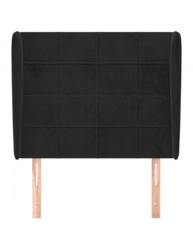 Testiera ad Orecchio Nera 93x23x118/128 cm in Velluto