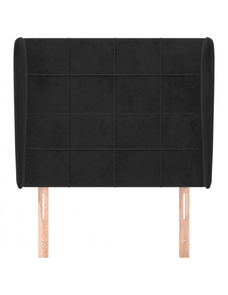 Testiera ad Orecchio Nera 93x23x118/128 cm in Velluto
