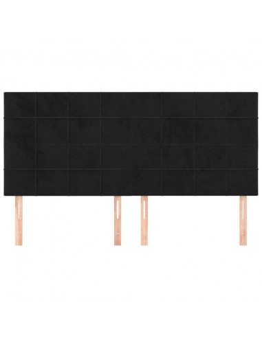 Testiera 4 pz Nera 90x5x78/88 cm in Velluto