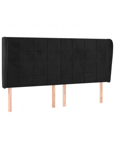 Testiera ad Orecchio Nera 183x23x118/128 cm in Velluto