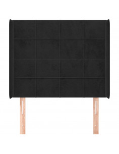Testiera ad Orecchio Nera 93x16x118/128 cm in Velluto 2