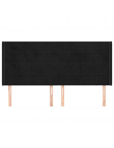 Testiera ad Orecchio Nera 183x16x118/128 cm in Velluto 2