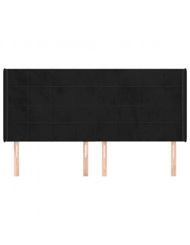 Testiera ad Orecchio Nera 183x16x118/128 cm in Velluto