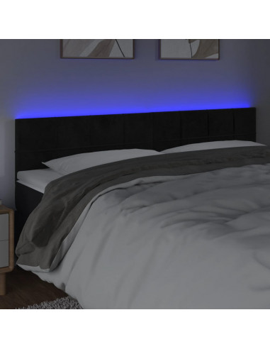 Testiera a LED Nera 180x5x78/88 cm in Velluto