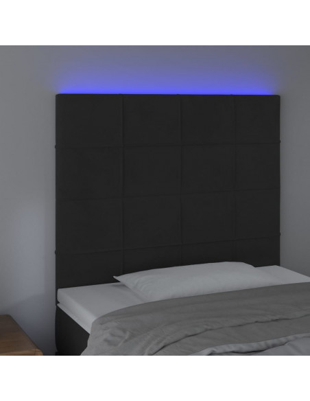 Testiera a LED nero 90x5x118/128 cm in Velluto