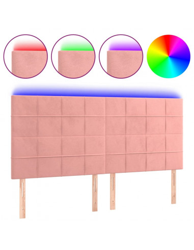 Testiera a LED Rosa 180x5x118/128 cm in Velluto