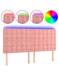 Testiera a LED Rosa 160x5x118/128 cm in Velluto 2
