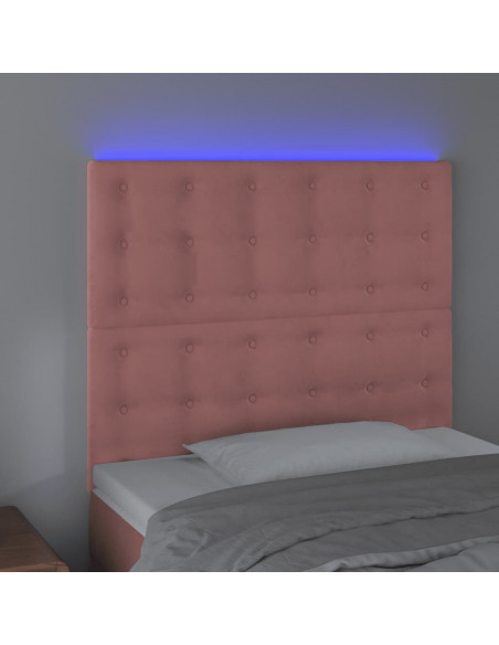 Testiera a LED Rosa 80x5x118/128 cm in Velluto