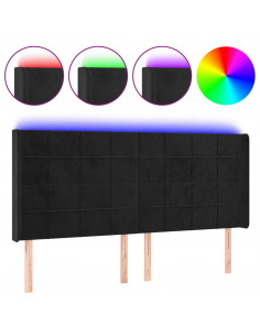 Testiera a LED Nera 183x16x118/128 cm in Velluto 2