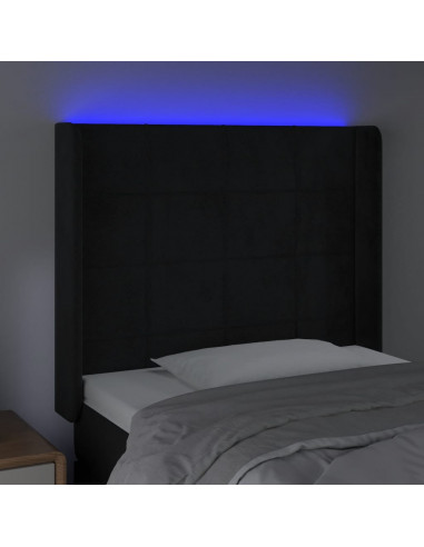 Testiera a LED nero 93x16x118/128 cm in Velluto