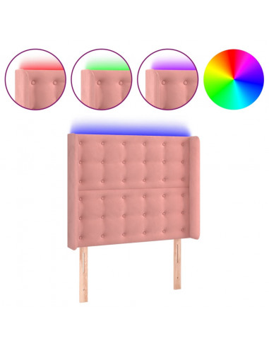 Testiera a LED rosa 83x16x118/128 cm in Velluto