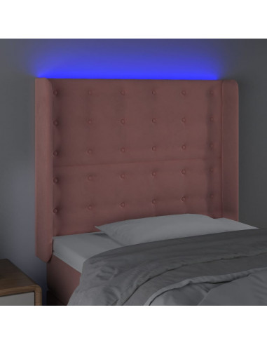 Testiera a LED rosa 83x16x118/128 cm in Velluto