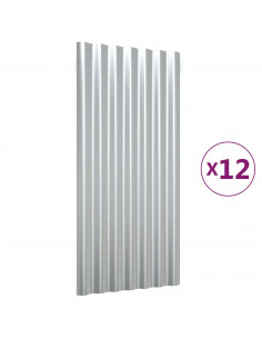 Pannelli Tetto 12pz Acciaio Verniciato Polvere Argento 80x36 cm 2