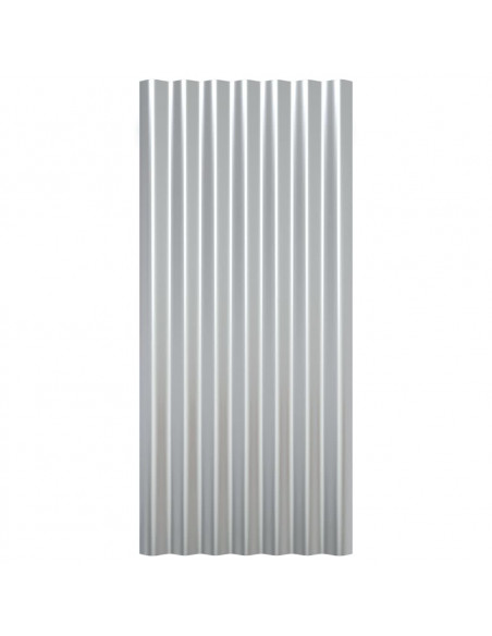 Pannelli Tetto 12pz Acciaio Verniciato Polvere Argento 80x36 cm
