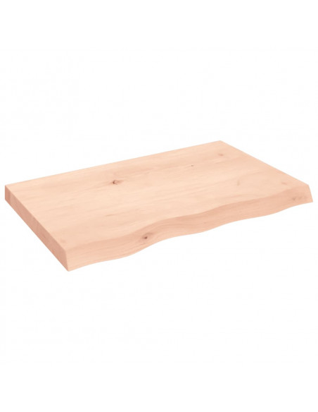 Piano Bagno 80x50x(2-6) cm in Legno Massello Non Trattato
