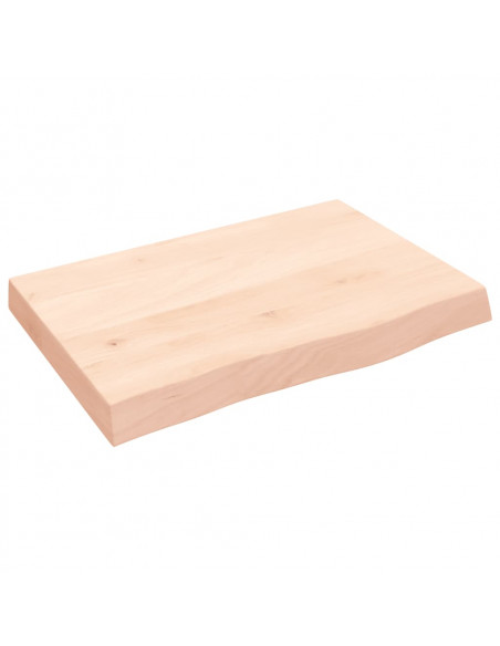 Piano per Tavolo 60x40x(2-6) cm in Rovere Massello Non Trattato
