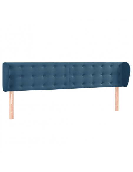 Testiera ad Orecchio Blu Scuro 163x23x78/88 cm in Velluto