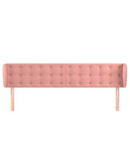 Testiera ad Orecchio Rosa 163x23x78/88 cm in Velluto