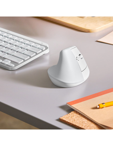 Logitech Lift Mouse Ergonomico Verticale, Senza Fili, Ricevitore Bluetooth o Logi Bolt USB, Clic Silenziosi, 4 Tasti, Compatibil
