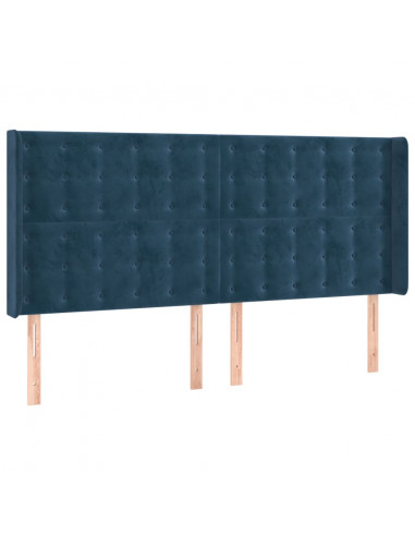 Testiera ad Orecchio Blu Scuro 163x16x118/128 cm in Velluto