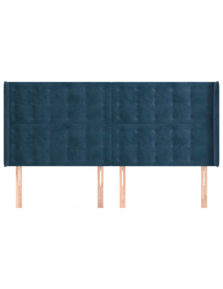 Testiera ad Orecchio Blu Scuro 163x16x118/128 cm in Velluto