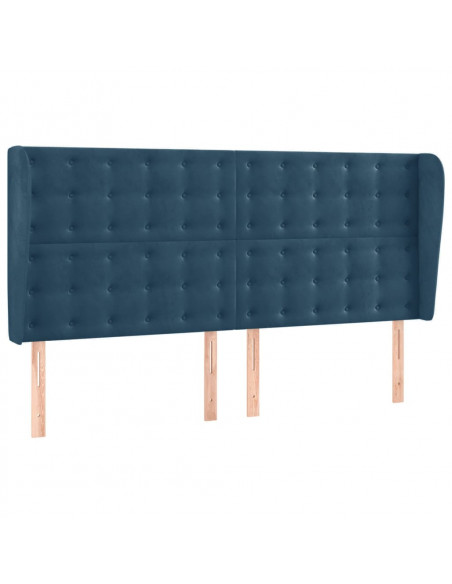 Testiera ad Orecchio Blu Scuro 163x23x118/128 cm in Velluto