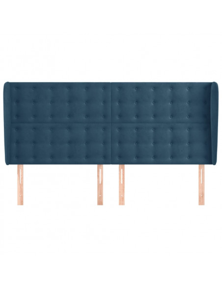 Testiera ad Orecchio Blu Scuro 163x23x118/128 cm in Velluto