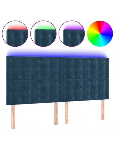 Testiera a LED Blu Scuro 160x5x118/128 cm in Velluto