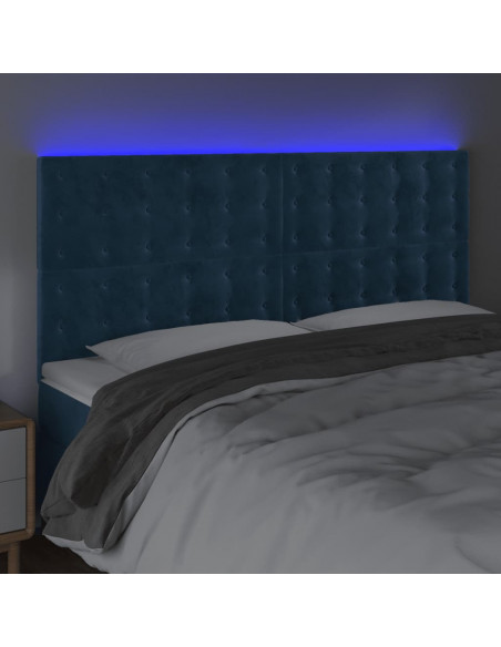 Testiera a LED Blu Scuro 160x5x118/128 cm in Velluto